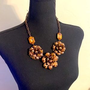Joan Rivers Signed Deep chocolate Crystal Beaded Flower Statement Necklace